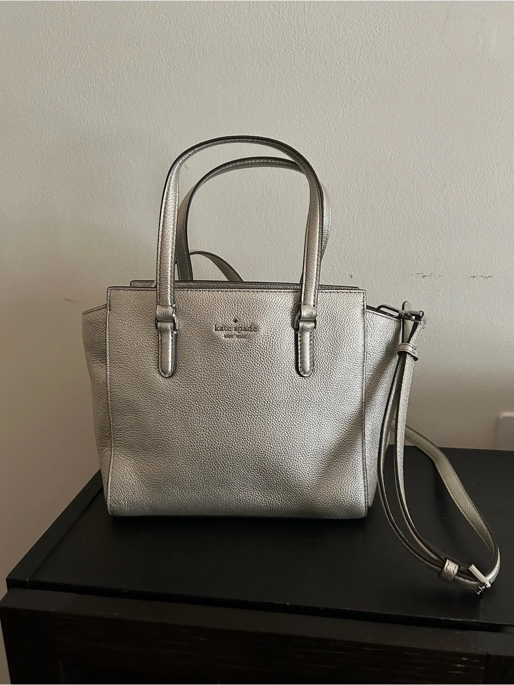 Kate Spade Patterson Drive Metallic Champagne Pebbled Leather Bag w/ Strap